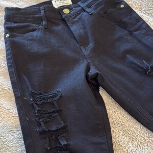 Frame Denim Black Distressed Jean